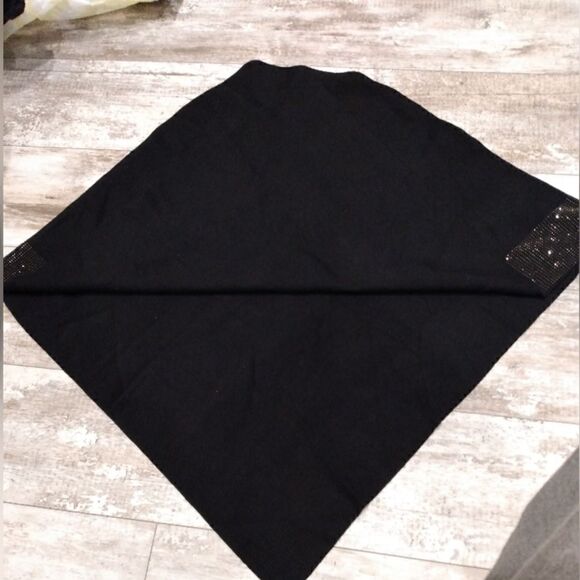 La Fiorentina Black Poncho with Embellished Border” - Picture 5 of 9